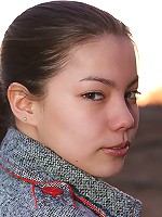 Fresh plumper in sexy stockings pulls her skirt up