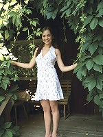 Teen on wooden stairs