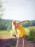 Teen strips outdoors