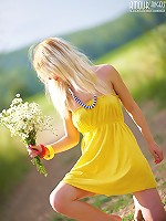 Teen strips outdoors