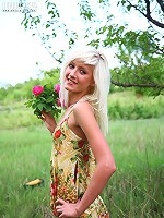Girl with pink flowers