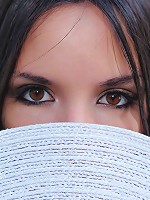 Dead drop gorgeous brunette sexually poses naked showing off her flawless tits and pussy.