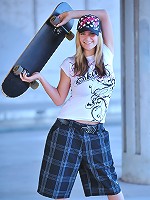 Danielle wears some skater gear