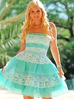 Lia 19 shows off her sexy dress