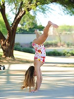 Tara does a flip in the park