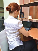 The sexy secretary at her desk is wearing erotic lingerie under her suit. They always are...