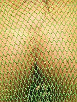 Sexy teen is naked under fishnet