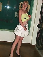 Cute blonde shows off her tiny panties