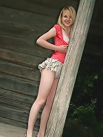 Horny blonde teen plays with large dildo