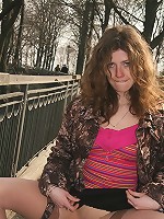 Sexy teen outdoors with no panties