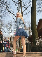 Naughty teen, outdoors with no panties on