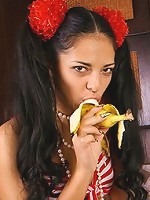 Naked teens play sexy games in the kitchen