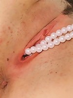 Teen pulls aside her panties for you