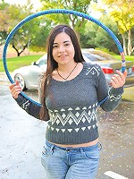 Nadine hula hoops naked outside