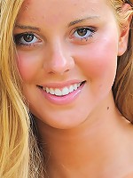 Jessi the blonde girl takes off her blue panties