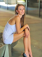 Kourtney in a short skirt no panties and flashing boobs