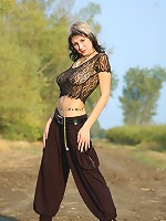 Skinny Katy show her enormous huge firm breasts