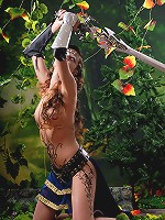 Savage brunette amazon babe with body paintings