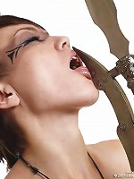 Sexy warrior getting naked and leaking her ax