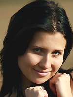 Small breasted perfectly shaved brunette girl