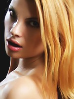 Brunette vixen in fur and stilettos.