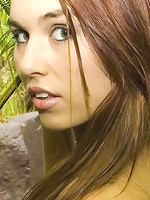 Kiki naughtily bends over to let her string panties peek through her denim skirt before getting fully naked in the garden for an outdoor sex.