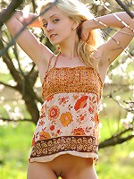 Hottie in top shows pussy