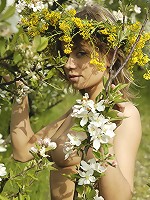 Naked coed with diadem