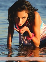 Zemani.com Vika AD - The stylish brunette in blue plays artistically and shows her body on the big river.